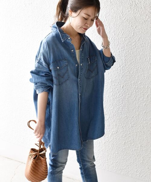 「SHIPS」 「Wrangler」長袖シャツ ONE SIZE ライトブルー レディース