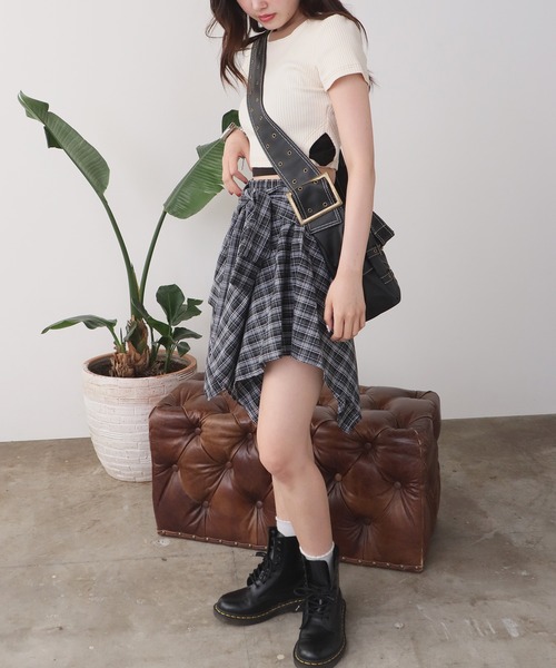 ROOP TOKYO スカート アシンメトリーデザイン チェックスカート