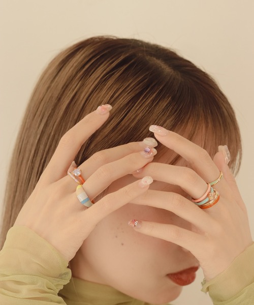 ノワールドプーペ　ウェブ限定販売　エナメル　cz リング　ホワイト　【完売品】 ノワールドプーペ ウェブ限定販売 エナメル cz リング ホワイト