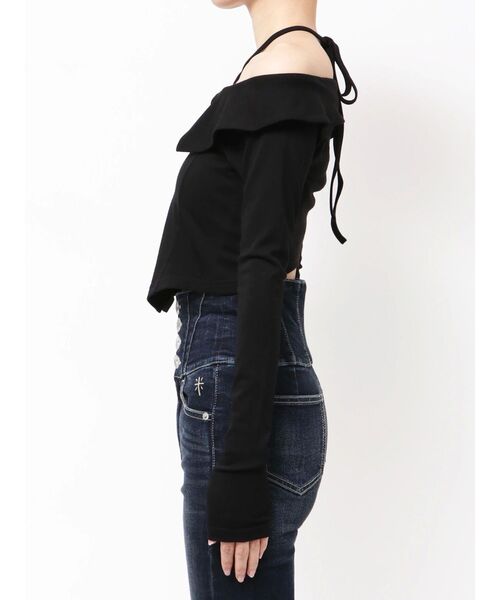 GYDA（ジェイダ） tシャツ フロントZIPクロスチョーカーショート