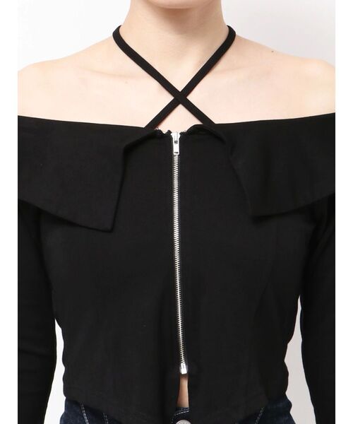 GYDA トップス GYDA（ジェイダ） tシャツ フロントZIPクロスチョーカーショート