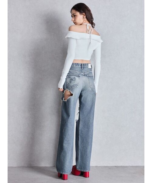 GYDA（ジェイダ） tシャツ フロントZIPクロスチョーカーショート