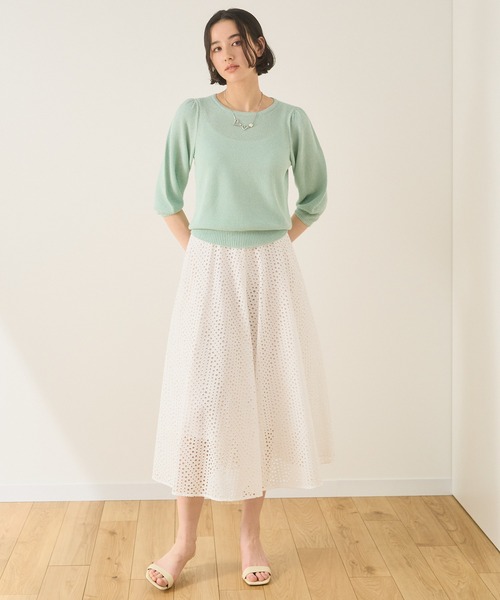 ANAYI 「ANAYI」 7分袖ニット 38 ライトベージュ レディース