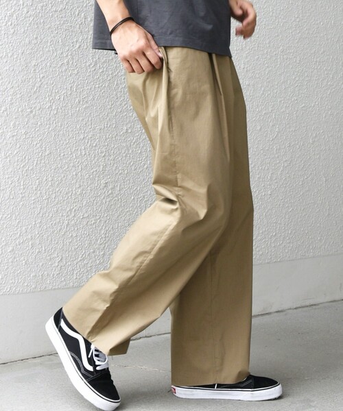 SHIPS any チノパン any:「洗濯機可能」MERROW ワイド 1タック