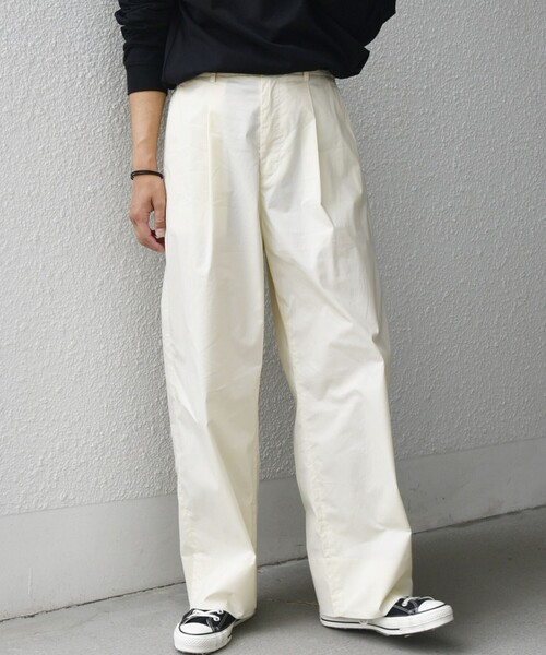 MARNI ホワイト チノパン SHIPS any チノパン any:「洗濯機可能」MERROW ワイド 1タック