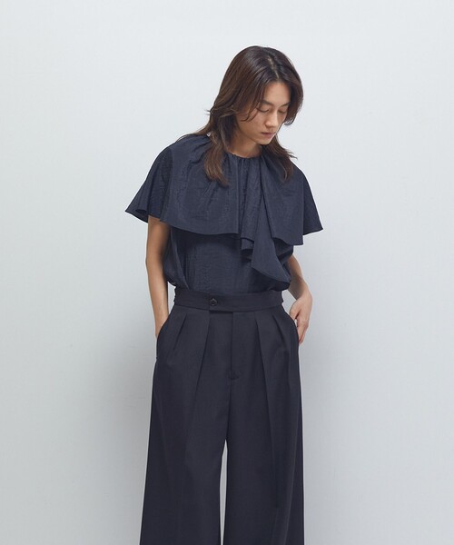 1er Arrondissement ブラウス シャツ ナイロンクロスケープカラー