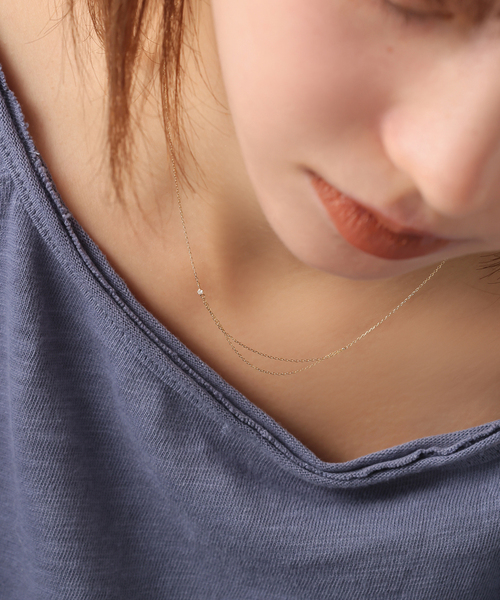 Lilas ネックレス 「WEB限定」デュアルチェーンダイヤネックレス K10