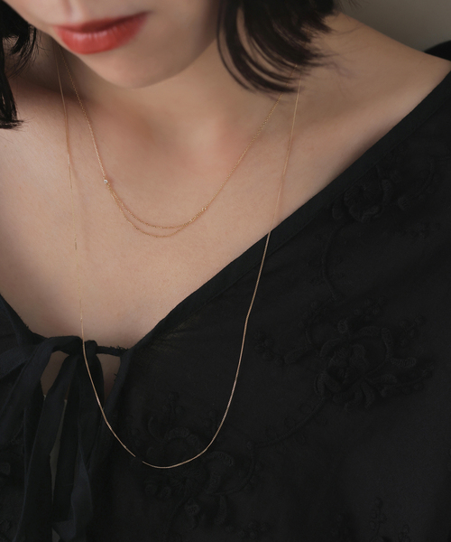 Lilas ネックレス 「WEB限定」デュアルチェーンダイヤネックレス K10