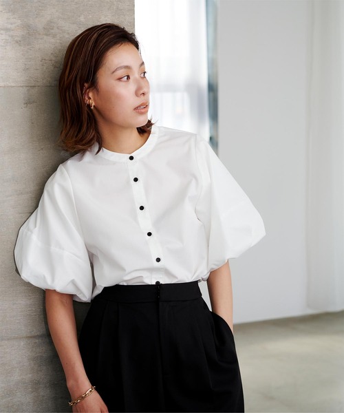 「ur's」 半袖ブラウス S ダークネイビー レディース_画像2