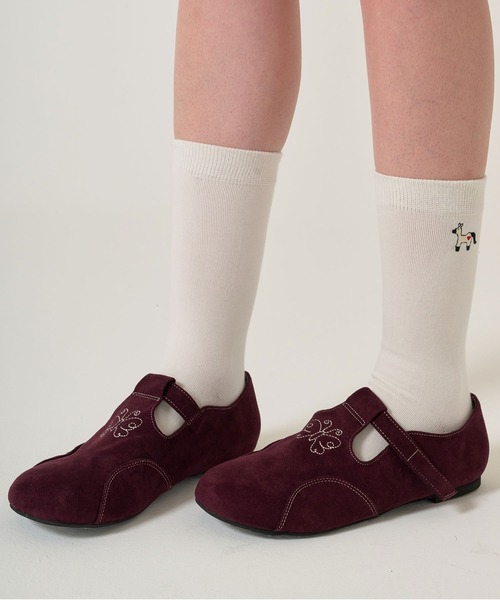 TINA:JOJUN 刺繍入り フェイクスエード シューズ TINA：JOJUN（ティーナジョジュン） バレエシューズ パンプス 刺繍入り