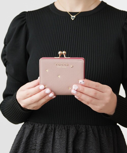 未使用 TOCCA 二つ折り財布 がま口 ハート ピンク トッカ ♡ 財布 TOCCA（トッカ） 財布 LUCKY SHOWER BIIFOLOD WALLET 二つ折り財布