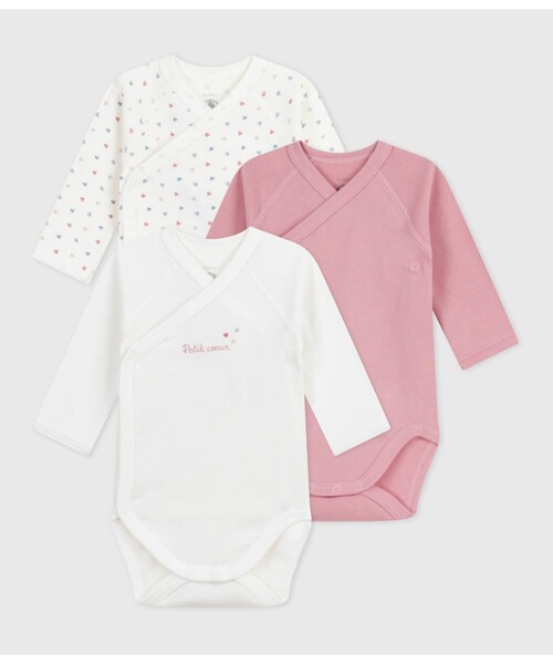PETIT BATEAU（プチバトー） ベビー肌着 長袖あわせボディ3枚組