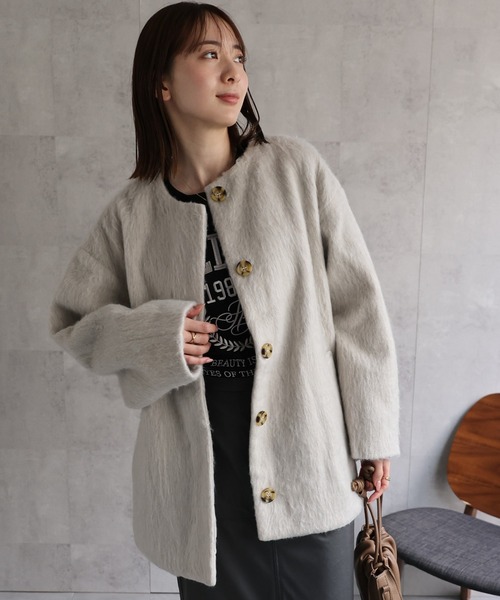 希少✨最新復刻版　さえこさんコート　レッセパッセ　ノーカラーコクーンコート M 希少✨最新復刻版 さえこさんコート レッセパッセ ノーカラーコクーン