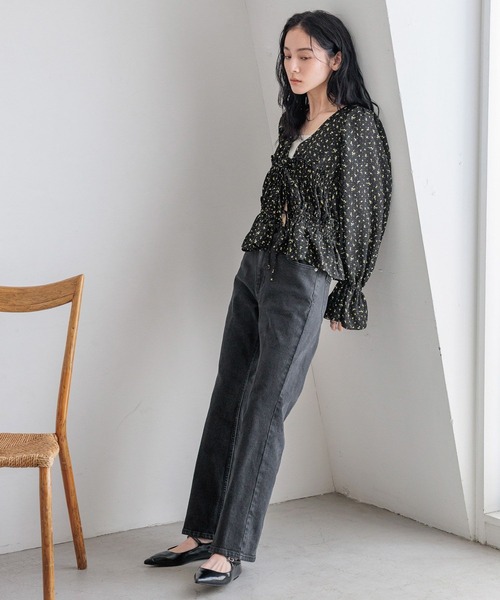 LOWRYS FARM ブラウス シャツ フラワー2WAYペプラムブラウス