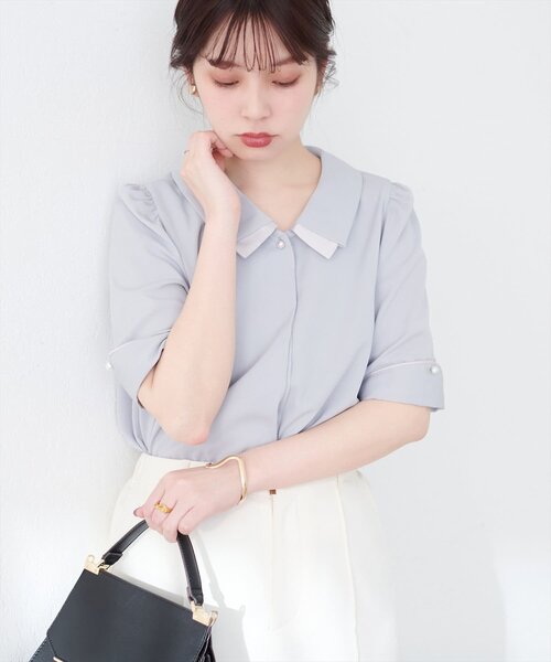 「natural couture」 半袖シャツ FREE サックスブルー レディース_画像7