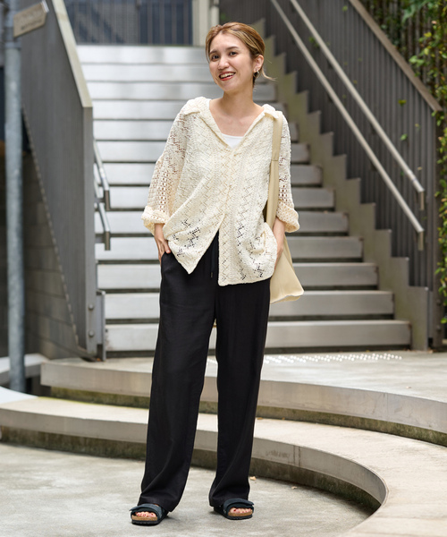 FRAMeWORKフレームワークのウールイージーパンツネイビーサイズ40 FRAMeWORK（フレームワーク） イージーパンツ 40 ネイビー レディース