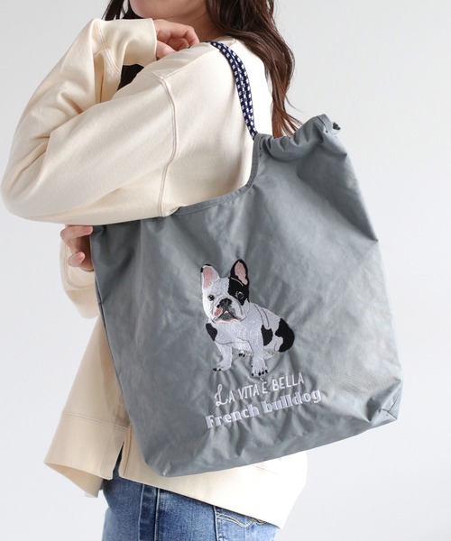 neighborhood dog トートバッグ　グレー cepo（セポ） トートバッグ 「WEB限定」アニマル刺繍コードトート
