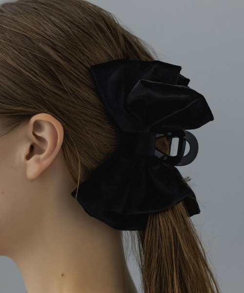 LA MUe ヘアクリップ 「LA MUE」ベロアリボンバンスクリップ 