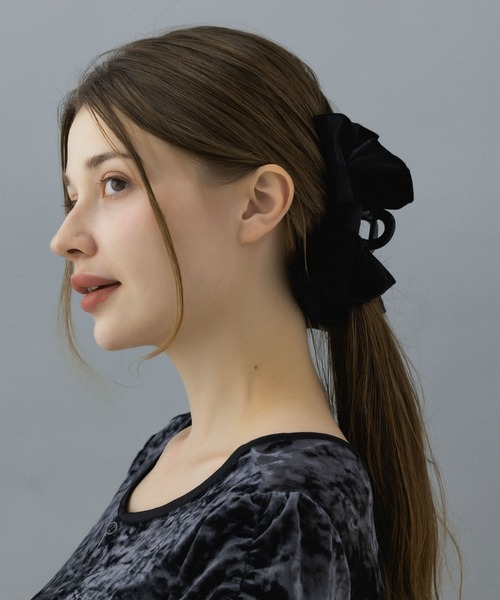 LA MUe ヘアクリップ 「LA MUE」ベロアリボンバンスクリップ 