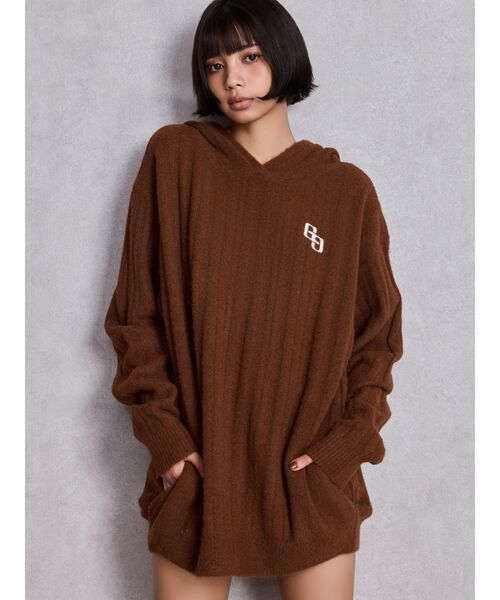 GYDA（ジェイダ） ワンピース ランダムリブGG HOODIEニットチュニック