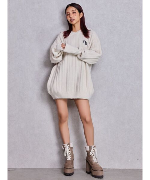 GYDA（ジェイダ） ワンピース ランダムリブGG HOODIEニットチュニック