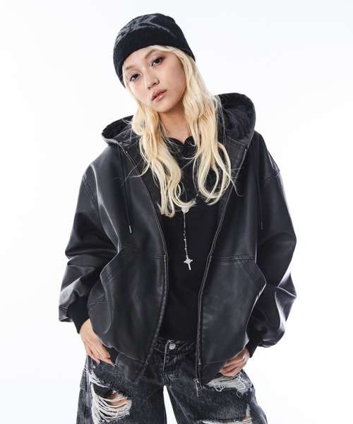 SHORT ROUND ブルゾン アウター SHORTROUND/PUフードブルゾン メンズ