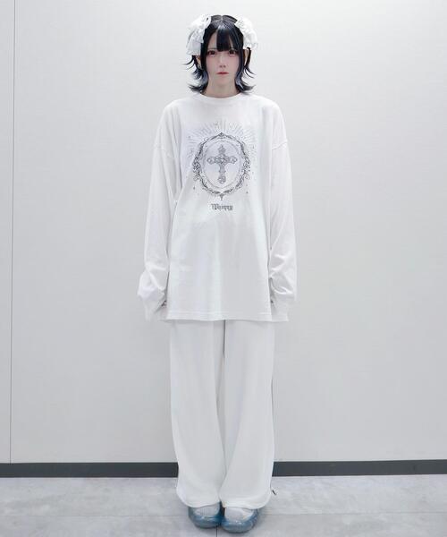 whinny ロンＴ Whinny】うねうねマシンガン 長袖 ロンT サックス 水色 天使界隈の