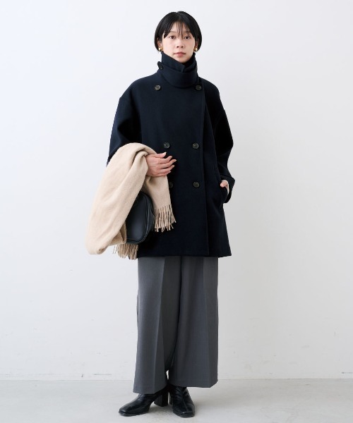 IEDIT（イディット） ピーコート pコート メルトンライクカットソーで