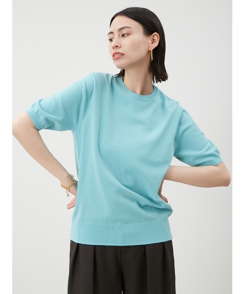 「Mila Owen」 半袖ニット 0 ブルー レディース_画像2