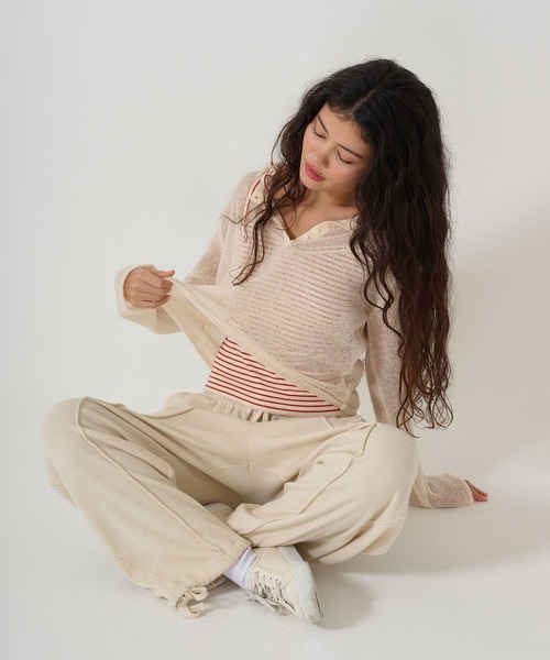 「TINA：JOJUN」 長袖ニット M アイボリー レディース_画像3