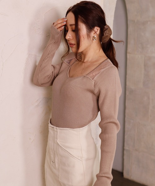 「LIPSERVICE」 長袖ニット FREE アイボリー レディース_画像7