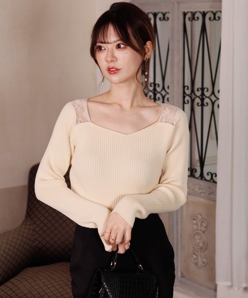 「LIPSERVICE」 長袖ニット FREE アイボリー レディース_画像9