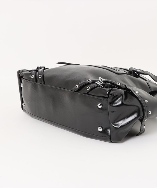 レザー ショルダーバッグ 黒 ベルト付き sedacle girl（セダクルガール） ショルダーバッグ バッグ フェイク