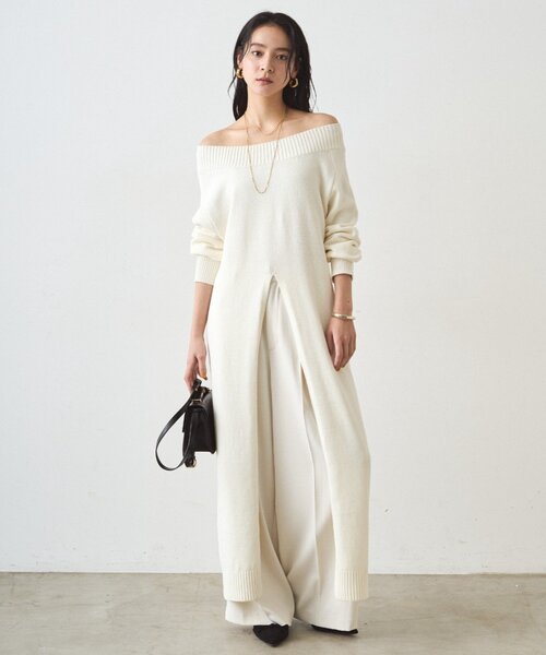 【お値下げ】Loungedress ラウンジドレス　ハイスリットニットワンピース Loungedress（ラウンジドレス） ワンピース ハイスリットニット
