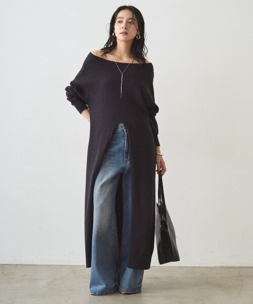 M*H様 【新品未使用】ラウンジドレス　ノースリニット Loungedress（ラウンジドレス） ワンピース ハイスリットニット