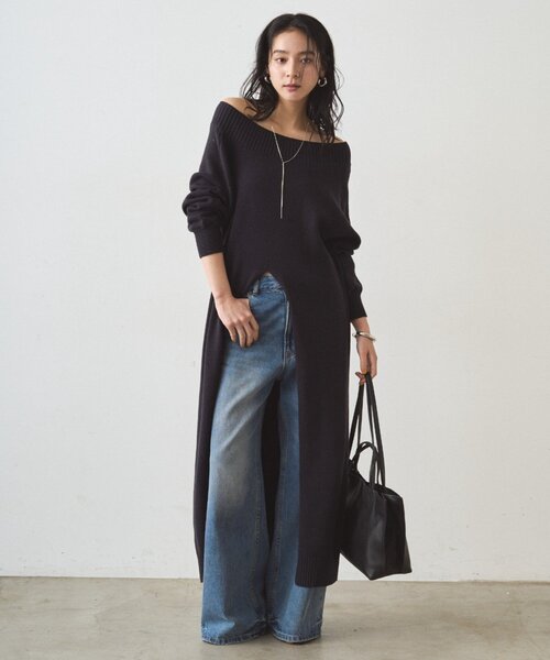 M*H様 【新品未使用】ラウンジドレス　ノースリニット Loungedress（ラウンジドレス） ワンピース ハイスリットニット