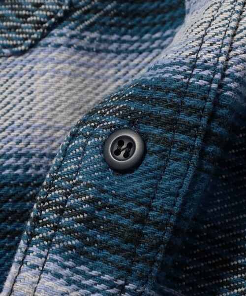 BEAMS（ビームス） シャツ ダメージ フード チェック シャツ「ワイド