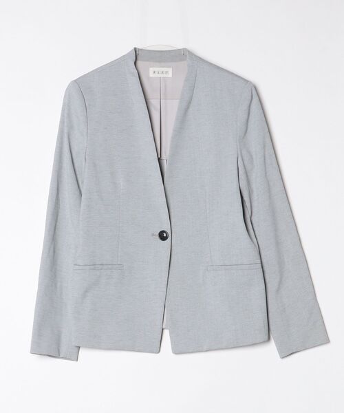 【美品】 PLST ノーカラージャケット ライトグレー PLST（プラステ） ノーカラージャケット L グレー レディース