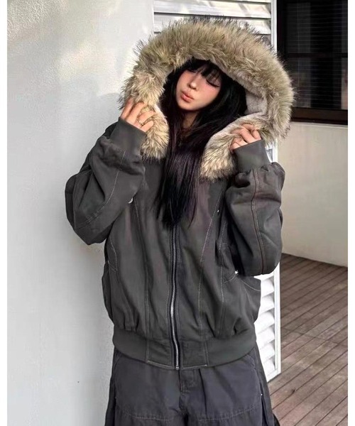 inst.ALL ブルゾン アウター フェイクファー付き裏ボアブルゾン