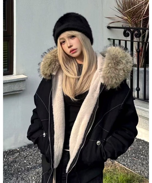 inst.ALL ブルゾン アウター フェイクファー付き裏ボアブルゾン