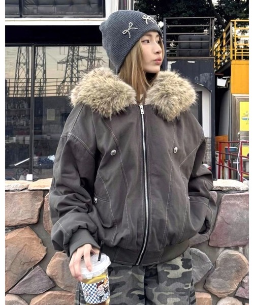 inst.ALL ブルゾン アウター フェイクファー付き裏ボアブルゾン