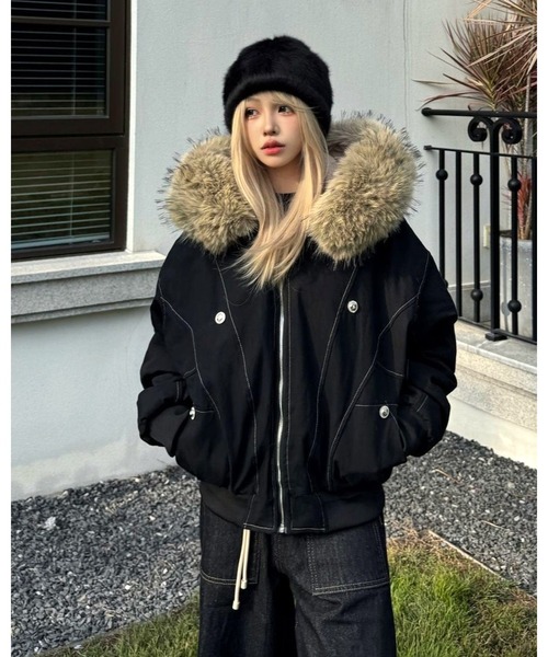 inst.ALL ブルゾン アウター フェイクファー付き裏ボアブルゾン