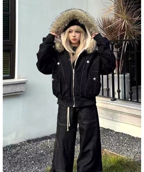 inst.ALL ブルゾン アウター フェイクファー付き裏ボアブルゾン