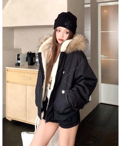 inst.ALL ブルゾン アウター フェイクファー付き裏ボアブルゾン