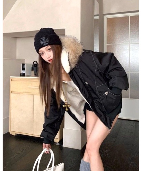 inst.ALL ブルゾン アウター フェイクファー付き裏ボアブルゾン