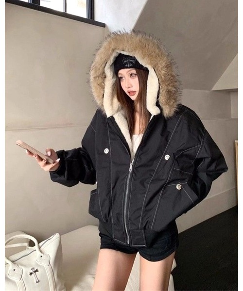 inst.ALL ブルゾン アウター フェイクファー付き裏ボアブルゾン