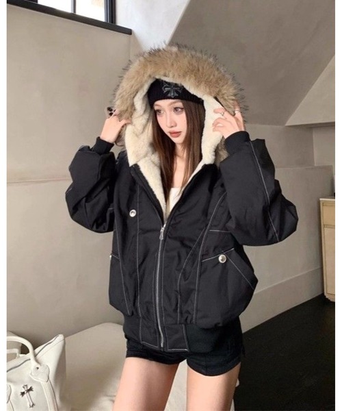 inst.ALL ブルゾン アウター フェイクファー付き裏ボアブルゾン