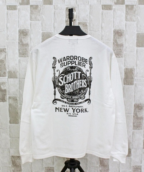 Schott N.Y.C（ショット） 「schott」 長袖Tシャツ XX-LARGE ホワイト