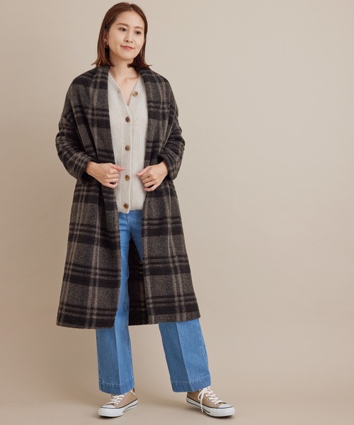 「SALON adam et rope'」 ノーカラーコート FREE ブラウン レディース_画像3