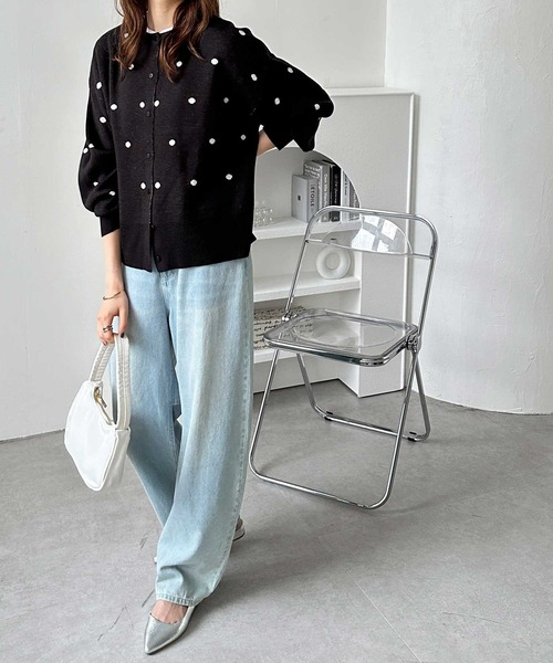 「GeeRA」 ニットカーディガン LARGE グレー レディース_画像4